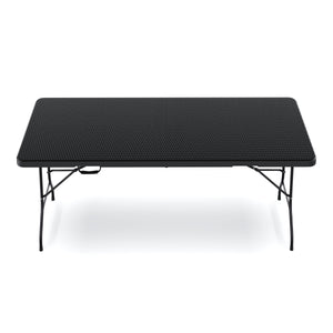Campingtisch klappbar 180 cm Rattanoptik schwarz