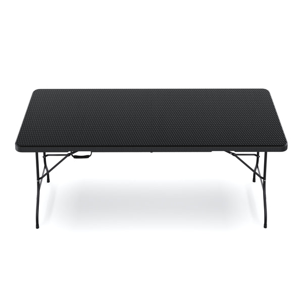 Campingtisch klappbar 180 cm Rattanoptik schwarz