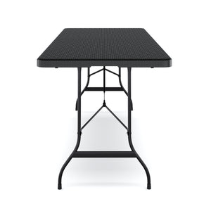 Campingtisch klappbar 180 cm Rattanoptik schwarz