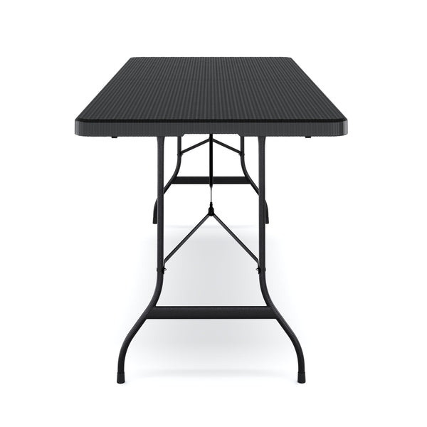 Campingtisch klappbar 180 cm Rattanoptik schwarz