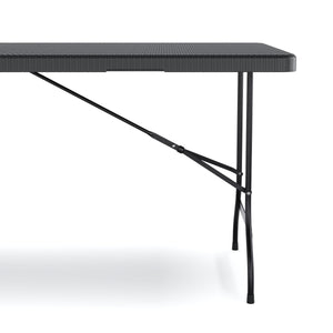 Campingtisch klappbar 180 cm Rattanoptik schwarz
