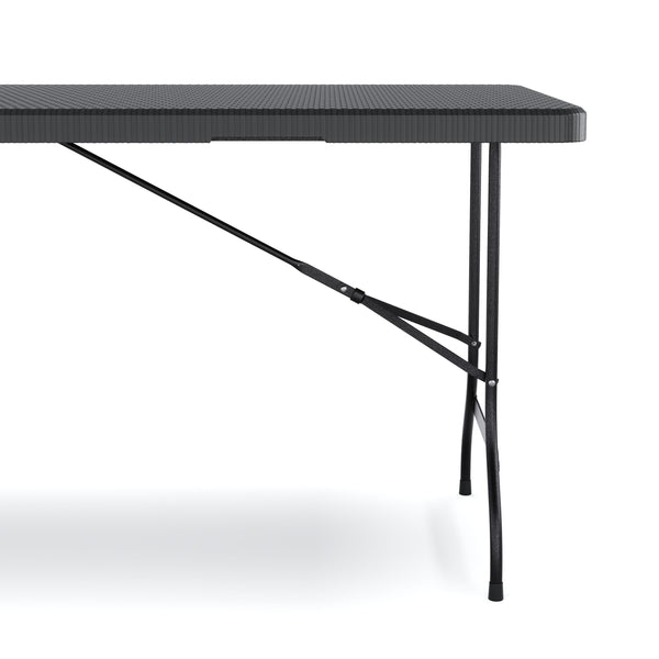 Campingtisch klappbar 180 cm Rattanoptik schwarz