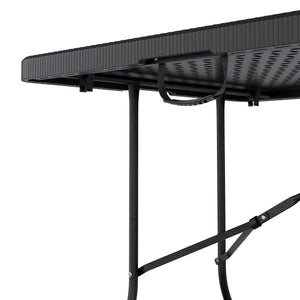 Campingtisch klappbar 180 cm Rattanoptik schwarz