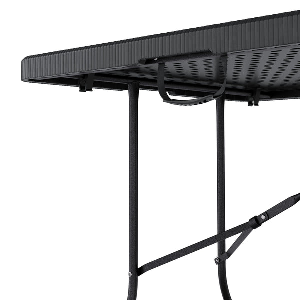 Campingtisch klappbar 180 cm Rattanoptik schwarz