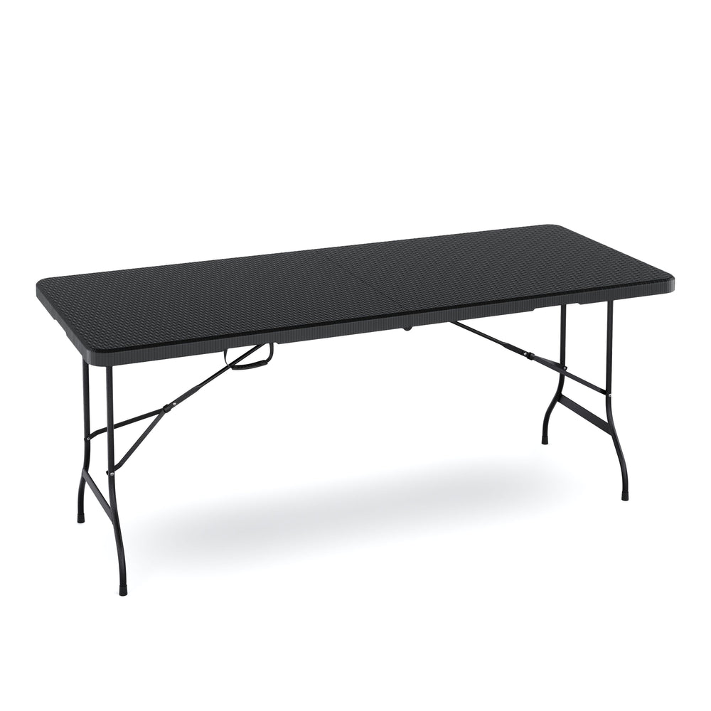 Campingtisch klappbar 180 cm Rattanoptik schwarz