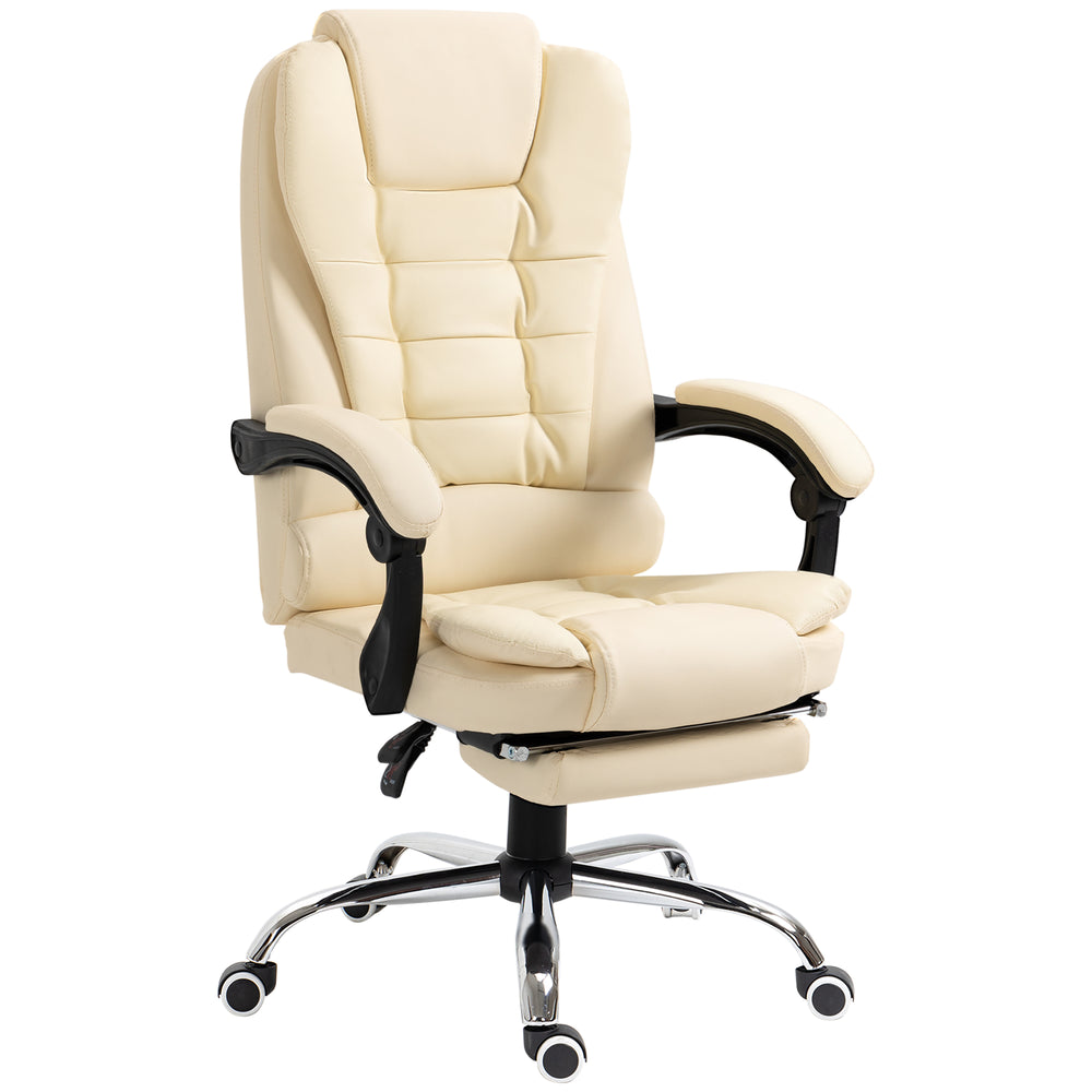 Executive chair, office chair with footrest, cream