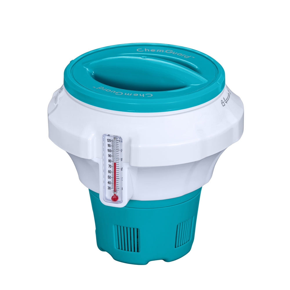 Flowclear chemical float with ChemGuard protection