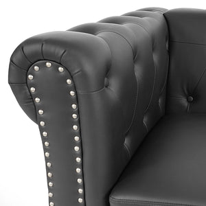 Chesterfield Lounge 2er Sofa Couch Schwarz - runde Füsse