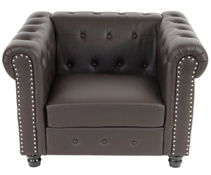 Chesterfield Luxus Loungesessel Kunstleder ~ runde Füsse, braun