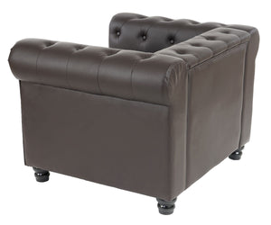Chesterfield Luxus Loungesessel Kunstleder ~ runde Füsse, braun