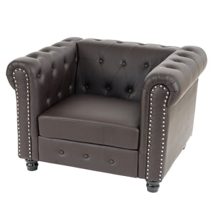 Chesterfield Luxus Loungesessel Kunstleder ~ runde Füsse, braun