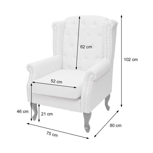 Chesterfield Sessel Ohrensessel Stoff dunkelgrau mit Ottomane