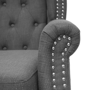 Chesterfield Sessel Ohrensessel Stoff dunkelgrau
