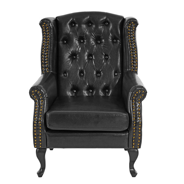 Chesterfield Sessel Ohrensessel ~ schwarz