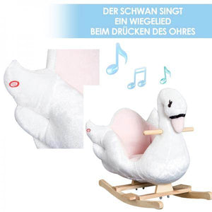 Schaukelpferd Baby Schaukeltier Schwan mit Musik Spielzeug Plüsch Rosa+Weiss