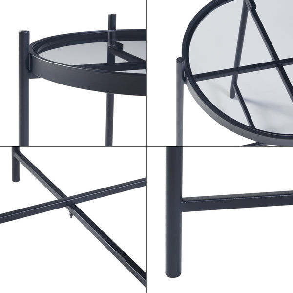Beistelltisch mit Glasplatte Schwarz