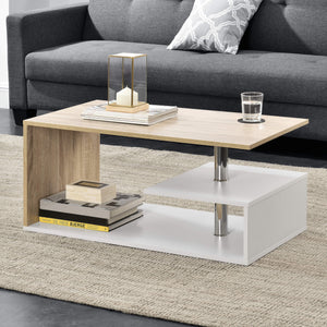 Harleem coffee table 90x50 cm with shelf, white/oak look