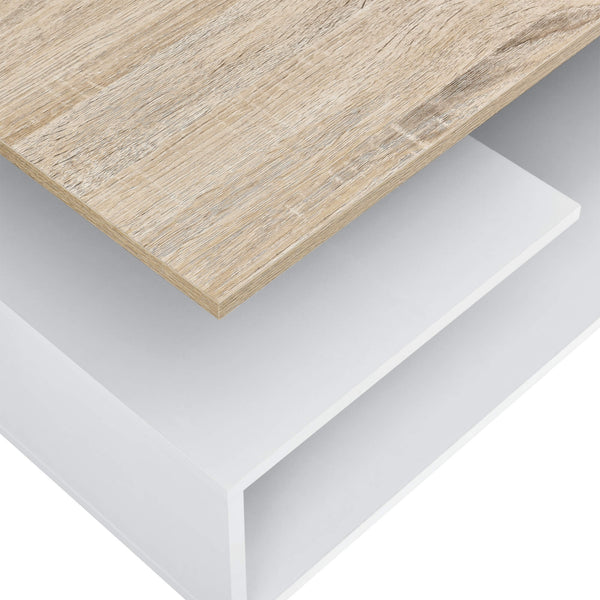 Harleem coffee table 90x50 cm with shelf, white/oak look