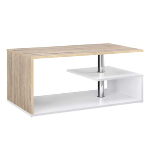 Harleem coffee table 90x50 cm with shelf, white/oak look