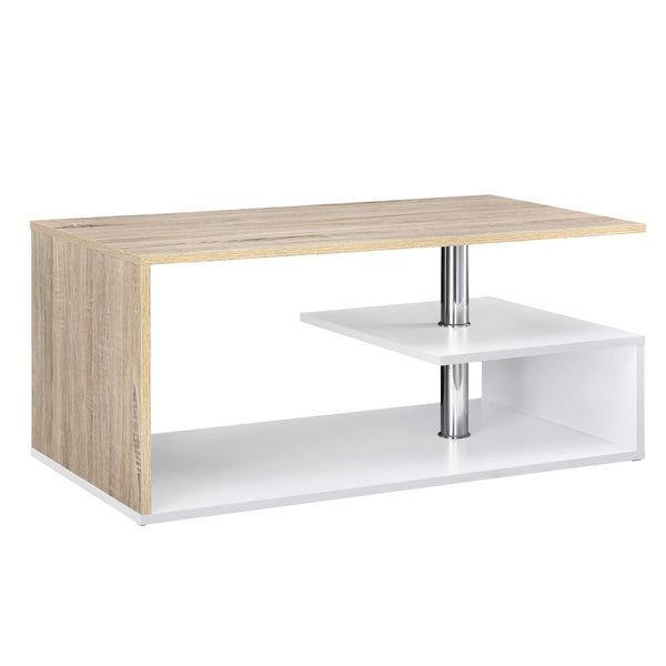 Harleem coffee table 90x50 cm with shelf, white/oak look