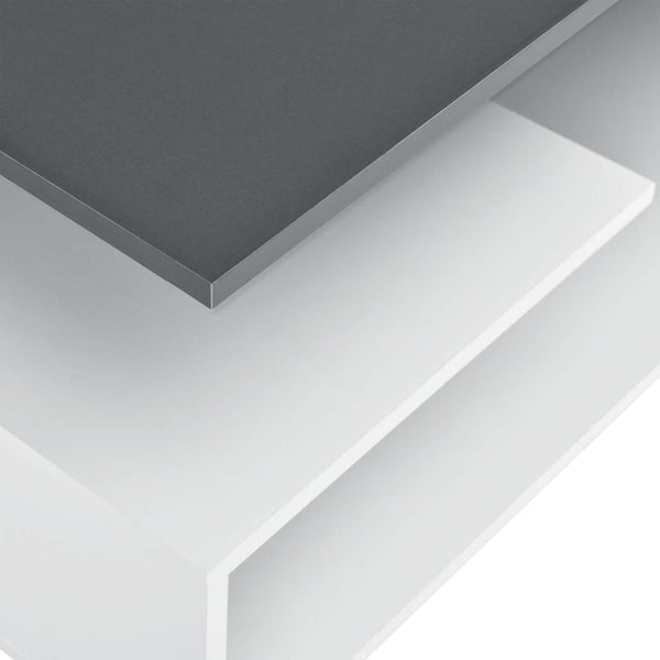 Couchtisch Harleem 90x50 cm mit Ablage Weiss/Grau