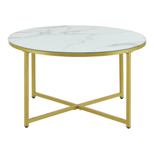 Couchtisch Uppvidinge 45x80cm Marmor. weiss/Gold