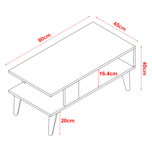 Couchtisch Lycksele 40x90x45cm Eichenoptik/ Weiss