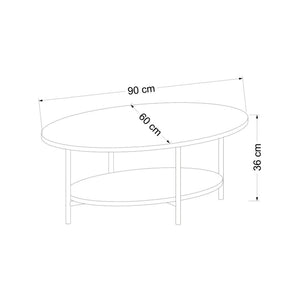 Couchtisch Fredericia mit unterer Ablage Eicheoptik/Weiss