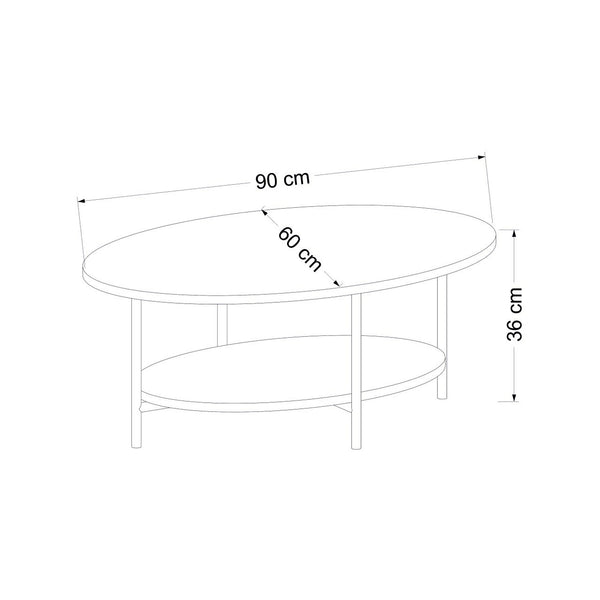 Couchtisch Fredericia mit unterer Ablage Eicheoptik/Weiss