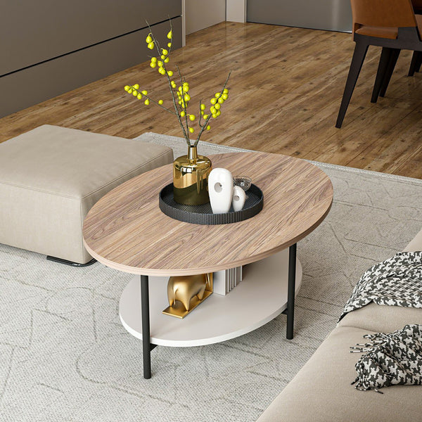 Couchtisch Fredericia mit unterer Ablage Eicheoptik/Weiss