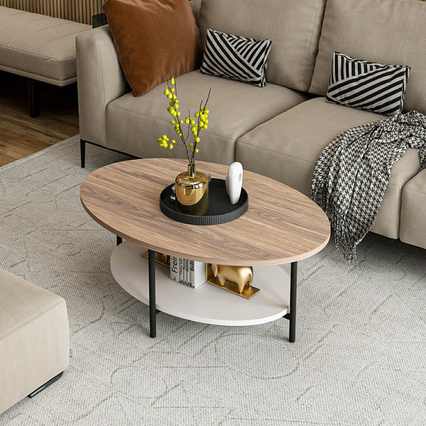 Couchtisch Fredericia mit unterer Ablage Eicheoptik/Weiss
