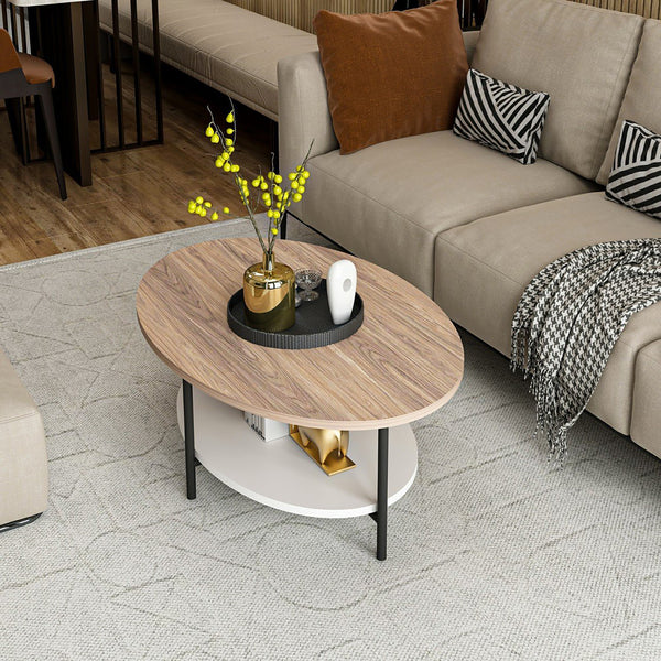 Couchtisch Fredericia mit unterer Ablage Eicheoptik/Weiss