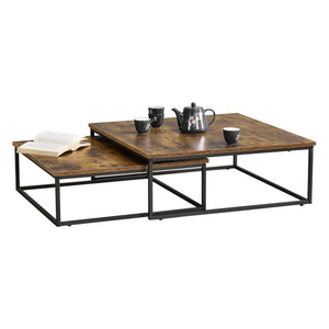 Couchtischset Haninge 2er Set rund Dunkler Holzton
