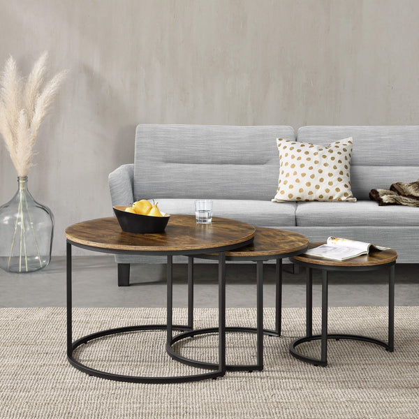 Couchtisch-Set Arvidsjaur 3er Set Dunkler Holzton