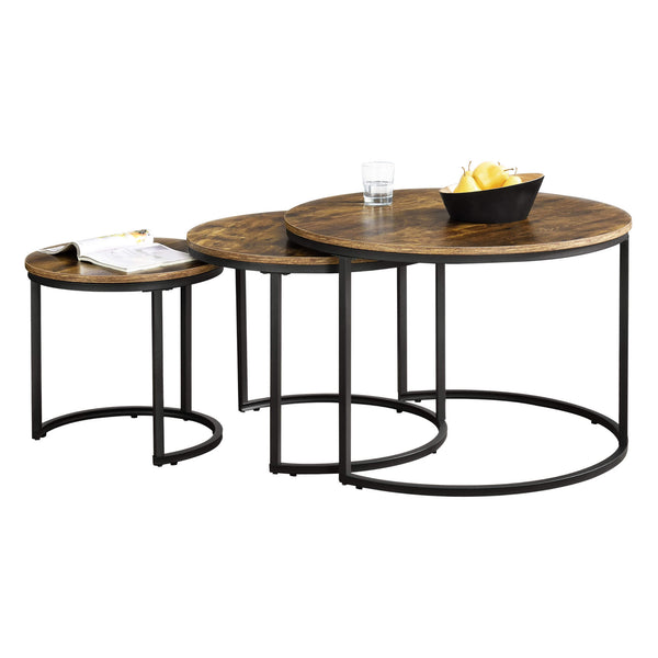 Couchtisch-Set Arvidsjaur 3er Set Dunkler Holzton