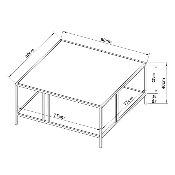 Tavolino Kumlinge 40x80x80 cm Nero