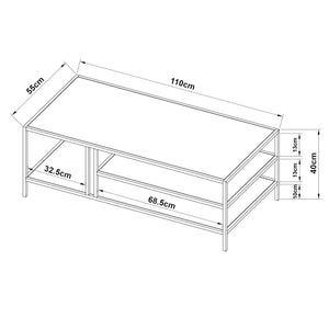 Couchtisch Kumlinge 40x110x55cm Schwarz