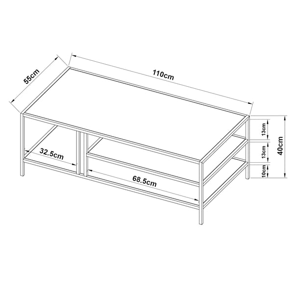 Couchtisch Kumlinge 40x110x55cm Schwarz