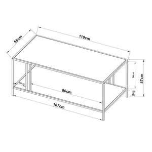 Tavolino da caffè Kumlinge 110x55x47cm nero
