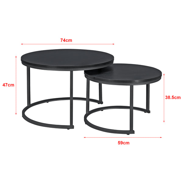 Ensemble de 2 tables basses rondes Christchurch, noires