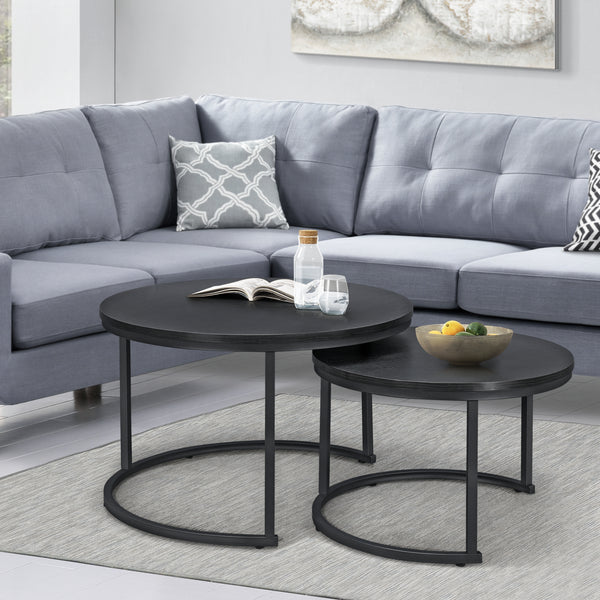 Ensemble de 2 tables basses rondes Christchurch, noires