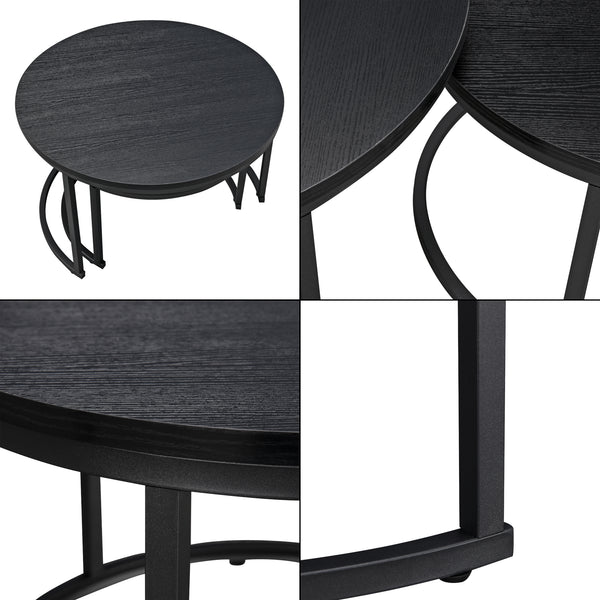 Ensemble de 2 tables basses rondes Christchurch, noires