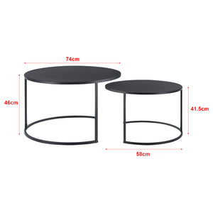Set di tavolini da caffè Korenica, 2 pezzi, rotondi, neri