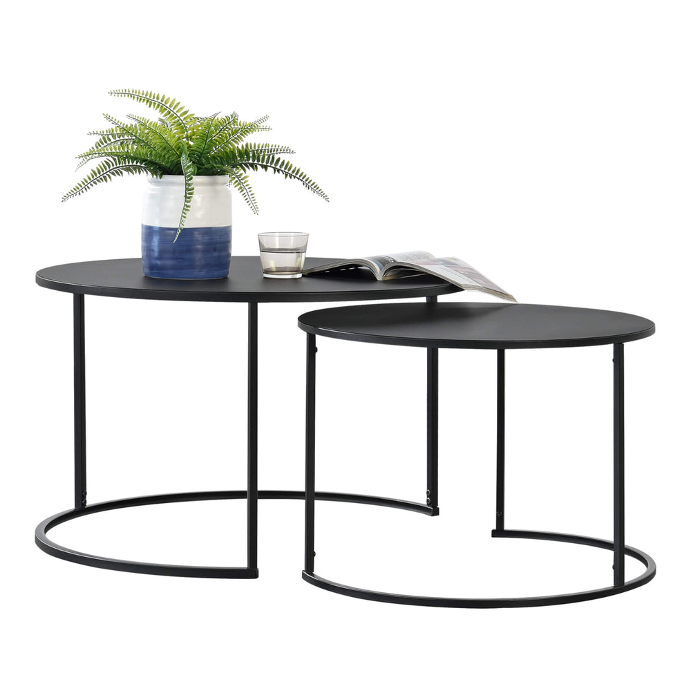 Couchtischset Korenica 2er-Set Rund Schwarz