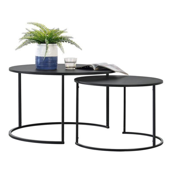 Set di tavolini da caffè Korenica, 2 pezzi, rotondi, neri