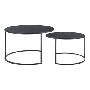Set di tavolini da caffè Korenica, 2 pezzi, rotondi, neri