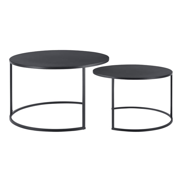 Set di tavolini da caffè Korenica, 2 pezzi, rotondi, neri