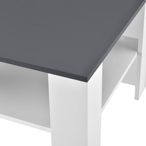 Couchtisch Aachen 60x60x40 cm mit Ablage Weiss/Grau
