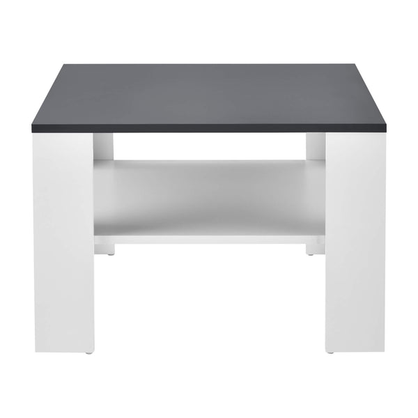 Couchtisch Aachen 60x60x40 cm mit Ablage Weiss/Grau