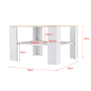 Tavolino da caffè Aachen 60x60x40 cm con ripiano, effetto bianco/rovere